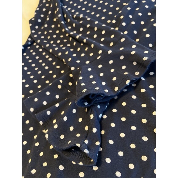 Ralph Lauren LRL Polka Dot Bell 3/4 Sleeve Boat Neck Blouse Navy White Women L - Picture 4 of 7